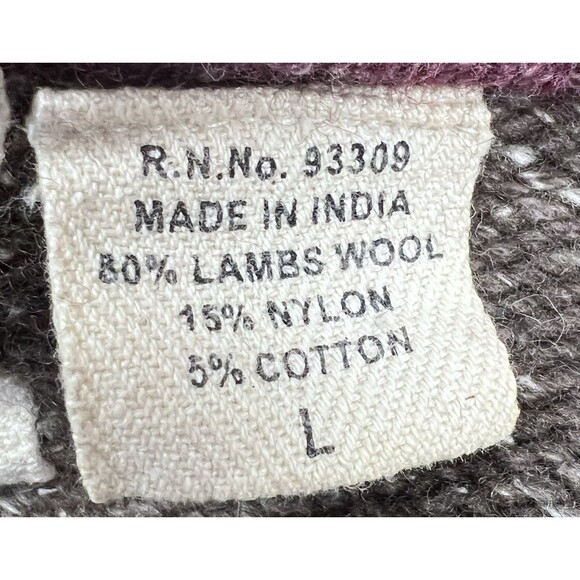 River Road Sweater Womens L Lambs Wool Brown/Burgundy Boxy Fit Cozy Cabincore - Picture 12 of 12